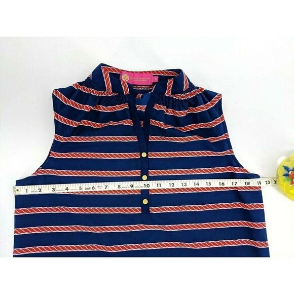 Macbeth Collection Americana Red White Blue Top Shirt Sleeveless V neck Nautical - Picture 8 of 10